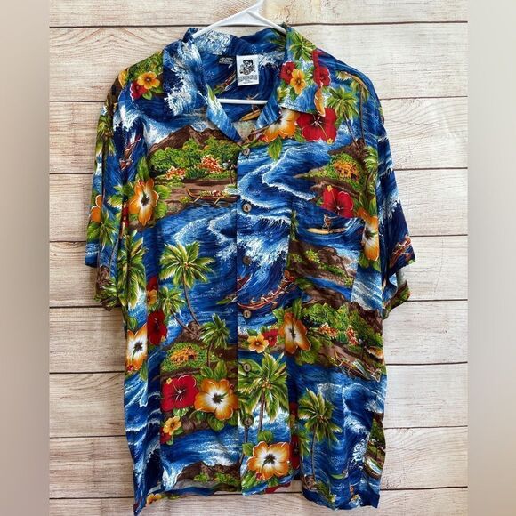 VINTAGE KEENINGTON LTD CALIFORNIA‎ HAWAIIAN SHIRT IN TROPICAL PRINT - Picture 1 of 5